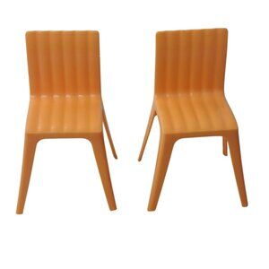 Barbie Malibu House Replacement Orange Dining Chairs Set of 2 Mattel Plastic